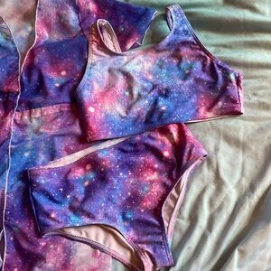 Girl’s Galaxy two piece swim suit with matching cover up